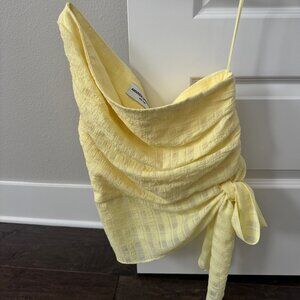 Amanda Uprichard Bexley One Shoulder Sleeveless Gauzy Top